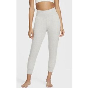 Nike Yoga Women's Flow Hyper Mid Rise 7/8 Sweat Pants Gray DB4480-141 SMALL